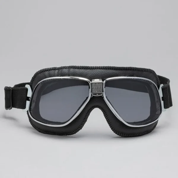 Cruiser Motorcycle Goggles Chrome Black Grey F